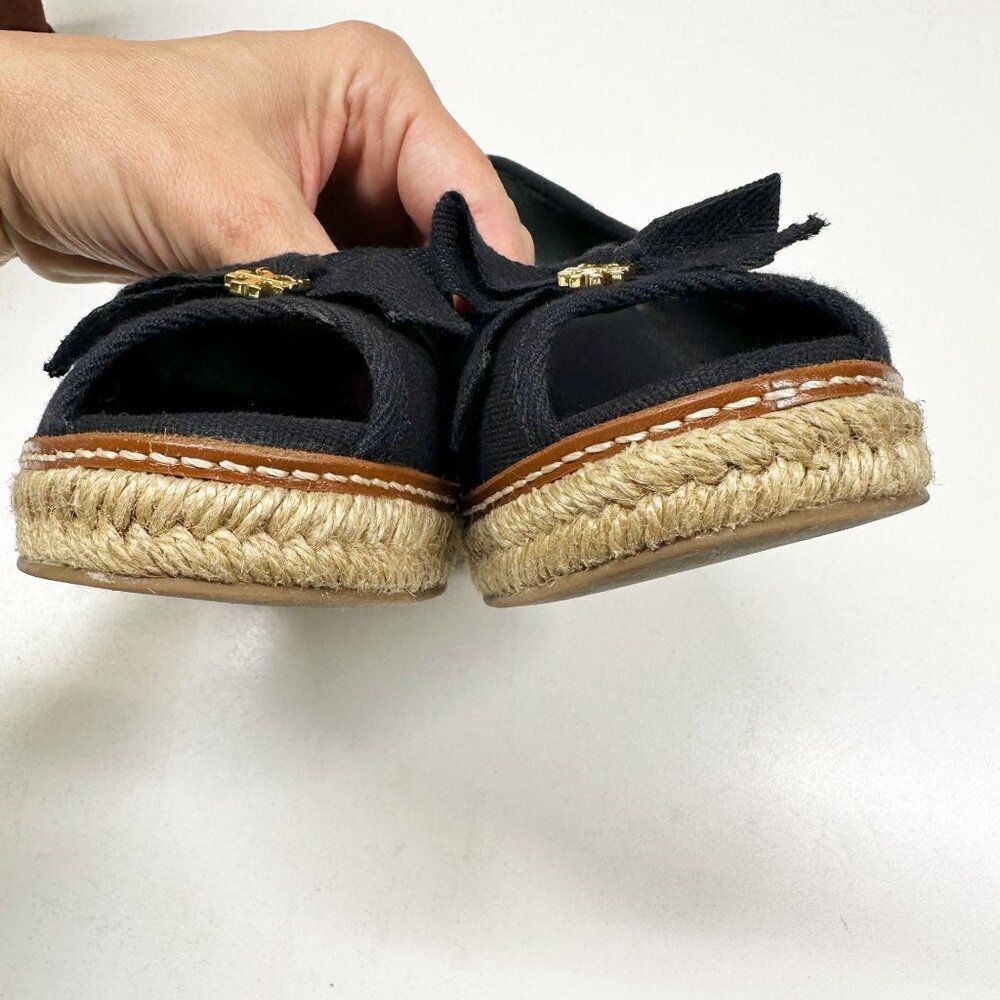 Tory Burch Black Canvas Wedge Espadrilles with Jute Sole - Picture 7 of 11